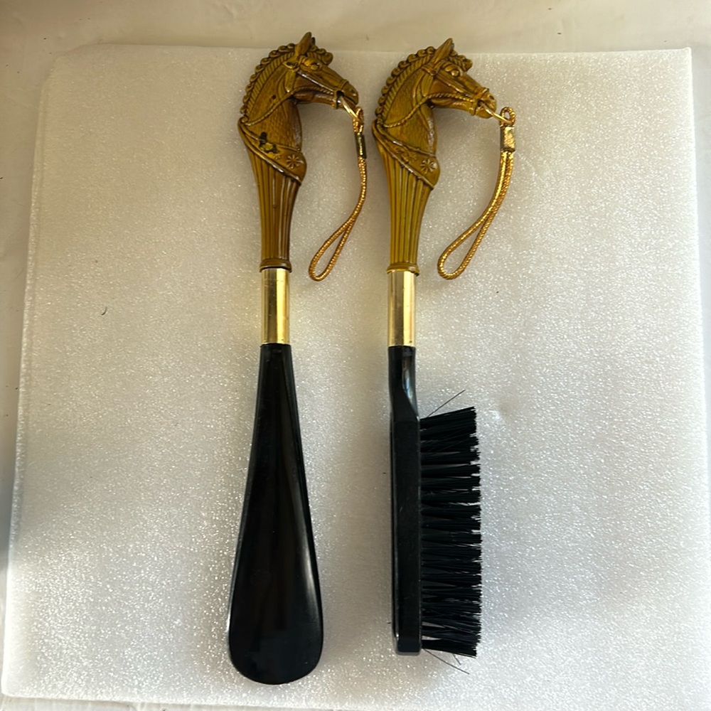 Vintage Horse-head Shoehorn and Brush